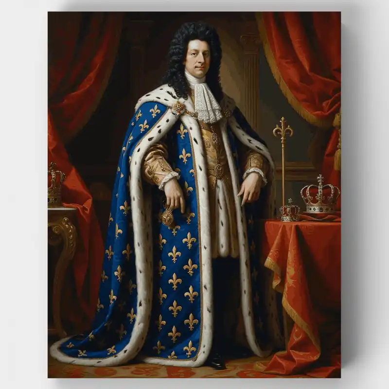 Envío Exprés Retrato Real en Túnicas de Coronación Azules - Kit de pintar por números - Lienzo Enrollado / 24 Colores