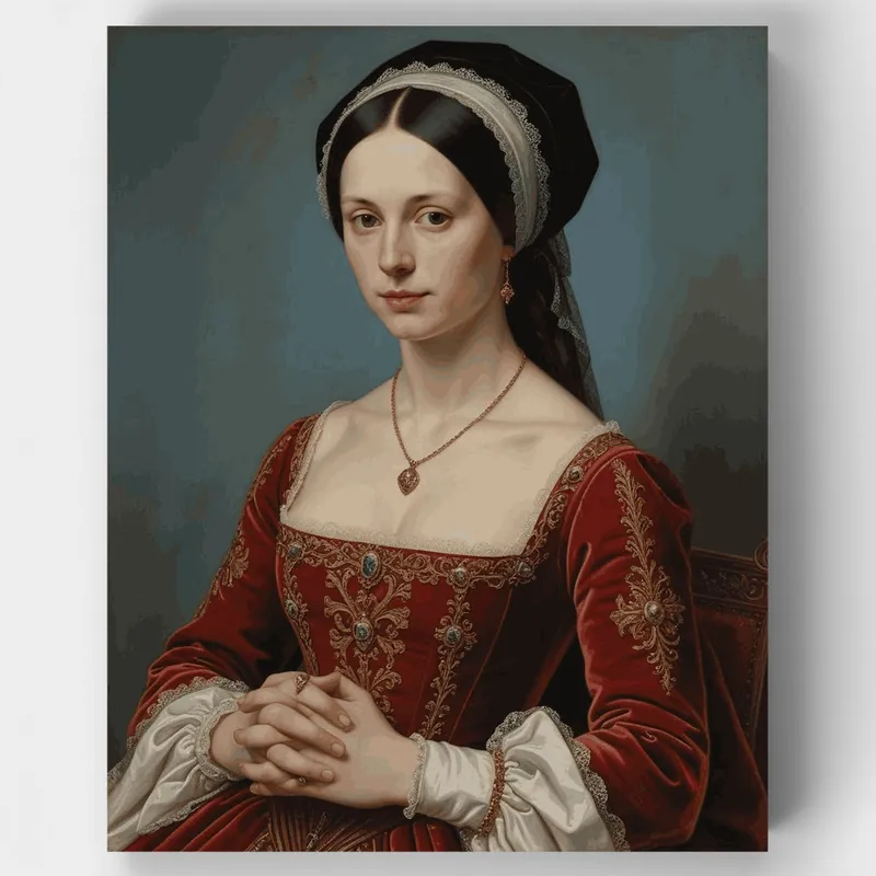 Dama Renacentista en Terciopelo Rojo - Kit de pintar por números - Lienzo Enrollado / 24 Colores Precio De Oferta