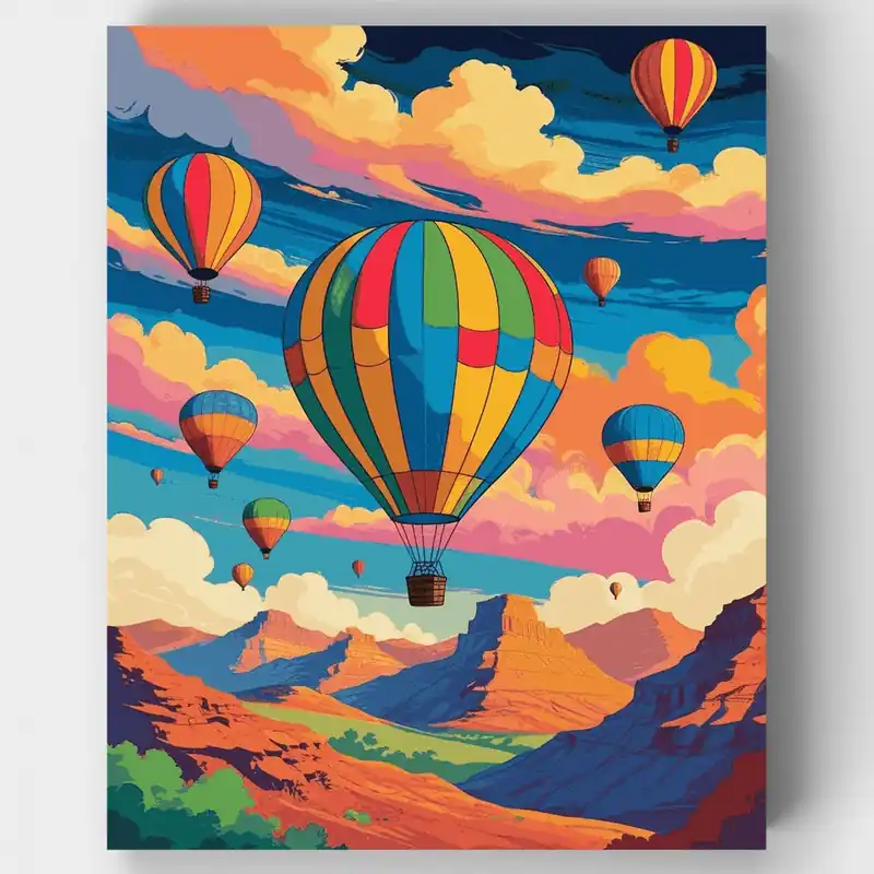 Artesanal Globos Aerostáticos Sobre Cañón - Kit de pintar por números - Lienzo Enrollado / 24 Colores