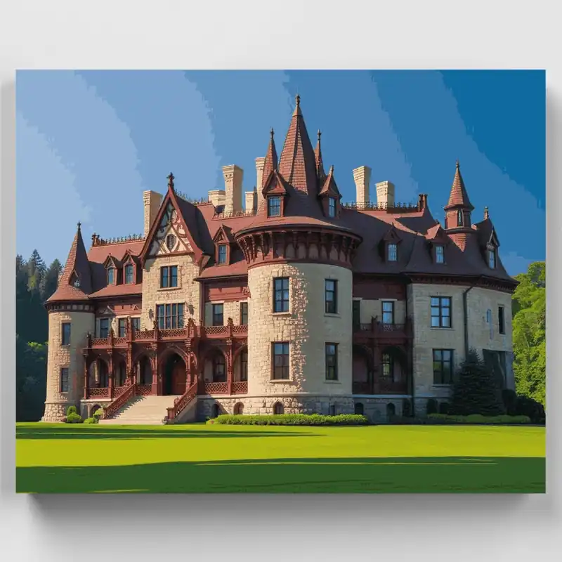 Kit de pintar por números - Mansión Castillo Victoriano - Lienzo Enrollado / 24 Colores Precio De Oferta