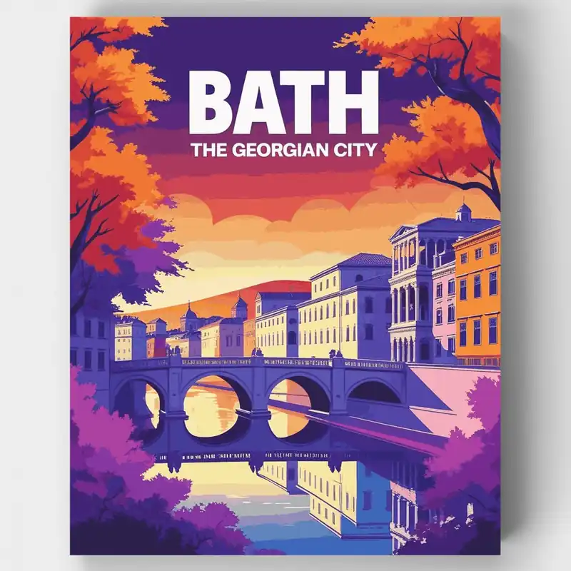 Certificado Baño - La Ciudad Georgiana - Kit de pintar por números - Lienzo Enrollado / 24 Colores