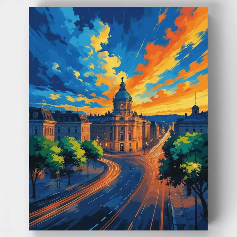 Capitolio Majestuoso con Cúpula al Atardecer - Kit de pintar por números - Lienzo Enrollado / 24 Colores Mejor Precio