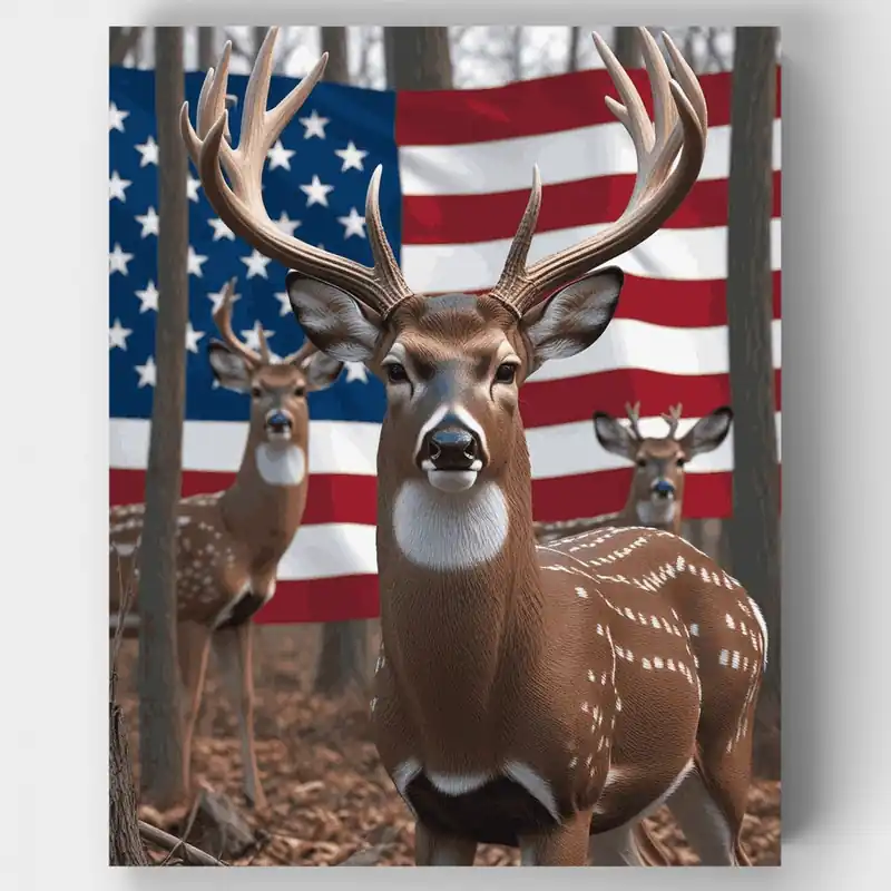 Ciervo de Vida Silvestre Americana - Kit de pintar por números - Lienzo Enrollado / 24 Colores A Buen Precio