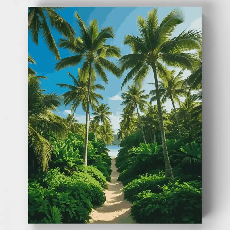 Sendero del Paraíso Tropical - Kit de pintar por números - Lienzo Enrollado / 24 Colores Última Oportunidad