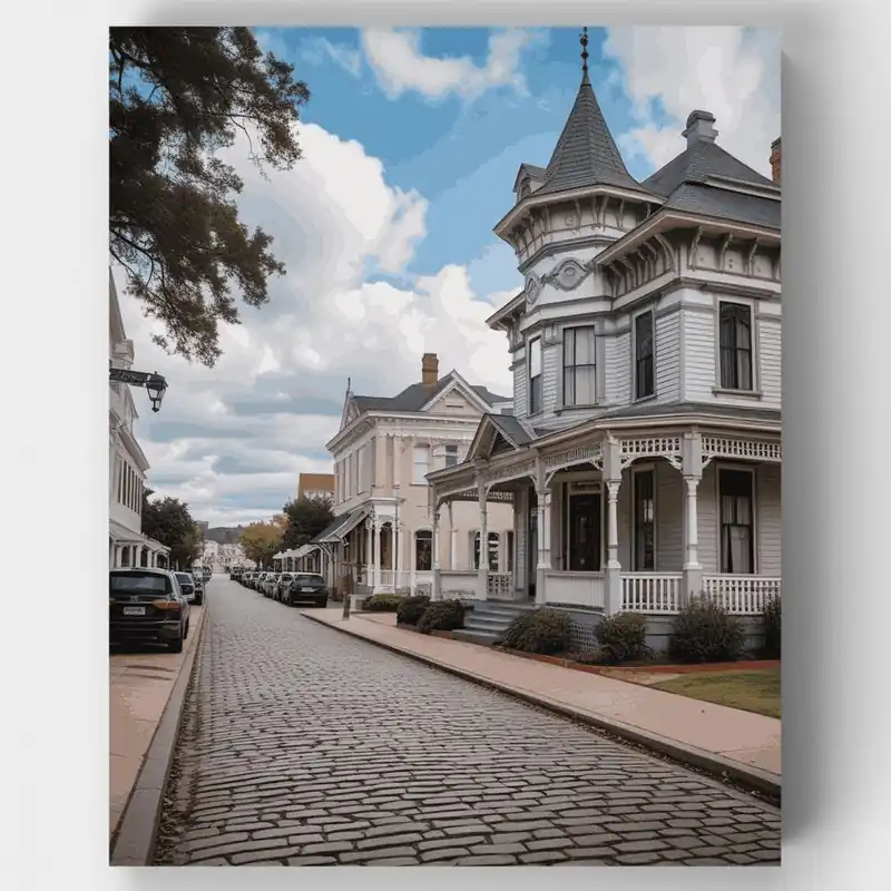 Favorito De Clientes Escena de Calle Victoriana - Kit de pintar por números - Lienzo Enrollado / 24 Colores