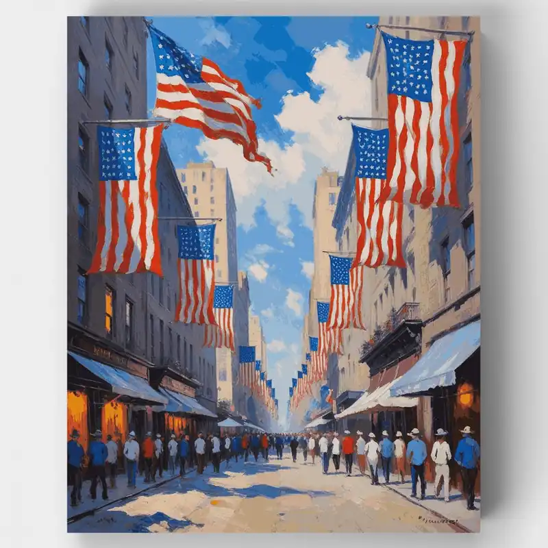 Entrega Rápida Desfile Callejero Americano - Kit de pintar por números - Lienzo Enrollado / 24 Colores