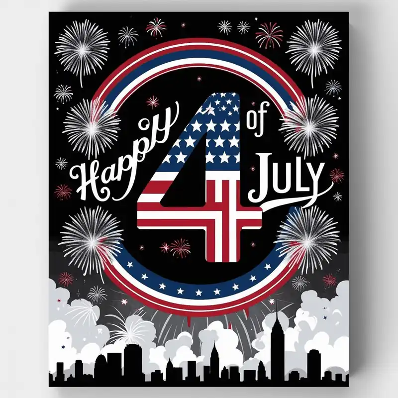 Venta Final Feliz 4 de Julio - Kit de pintar por números - Lienzo Enrollado / 24 Colores