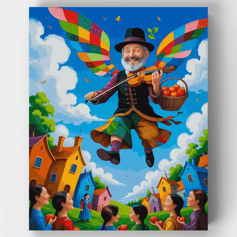 Violinista Volador con Alas de Arcoíris - Kit de pintar por números - Lienzo Enrollado / 24 Colores Envío Inmediato