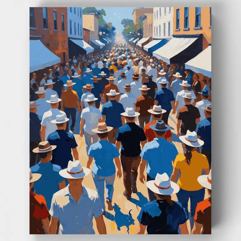 Compra Ahora Mercado Callejero Concurrido - Kit de pintar por números - Lienzo Enrollado / 24 Colores