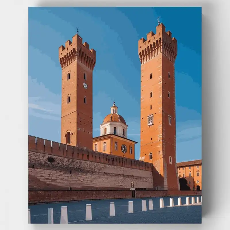 Torres Italianas Medievales - Kit de pintar por números - Lienzo Enrollado / 24 Colores Liquidación