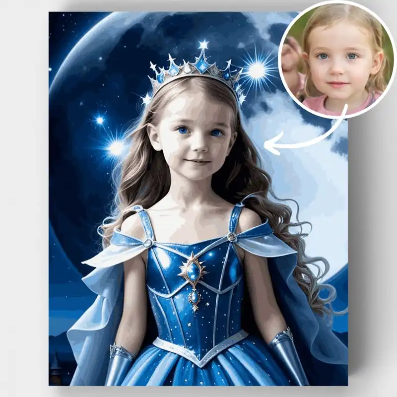 Última Versión Princesa de la Luna - Kit de pintar por números - Lienzo Enrollado / 24 Colores