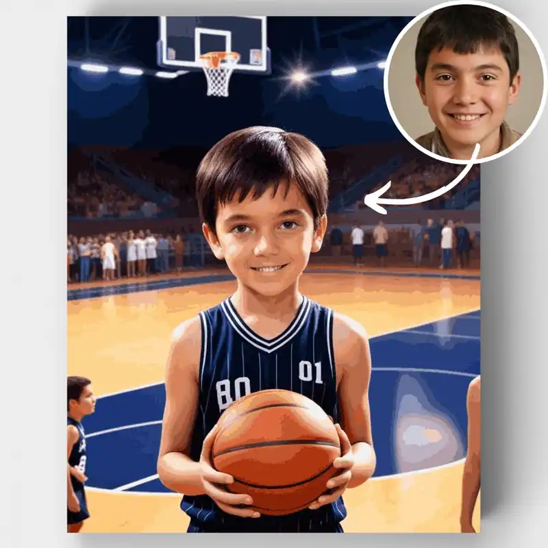 Kit de pintar por números Jugador de Baloncesto Niño - Lienzo Enrollado / 24 Colores Comprar En Línea