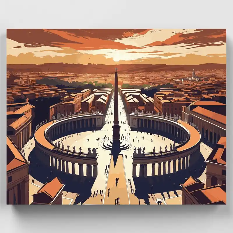 Plaza de San Pedro Vaticano - Kit de pintar por números - Lienzo Enrollado / 24 Colores Favorito De Clientes