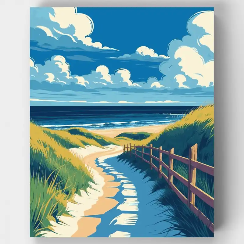 Sendero Costero al Paraíso - Kit de pintar por números - Lienzo Enrollado / 24 Colores Oferta Flash