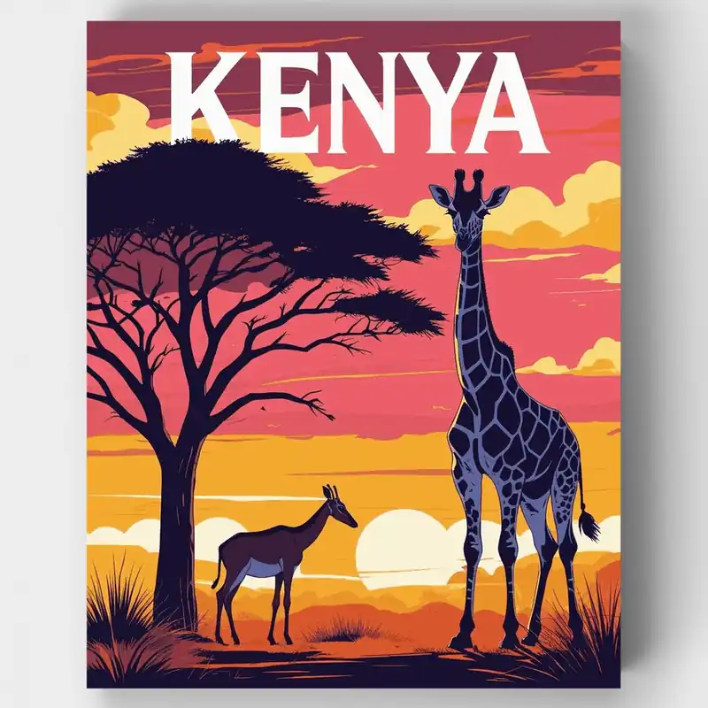 Kenia - Kit de pintar por números - Lienzo Enrollado / 24 Colores Envío Gratis