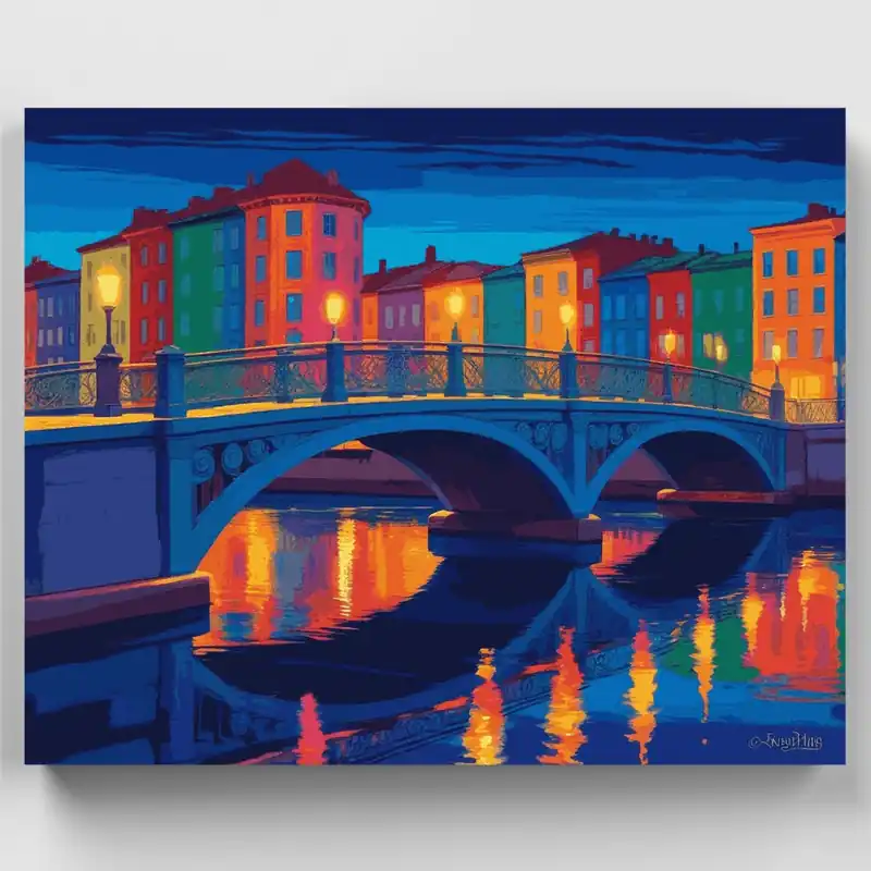 Imprescindible (Must-Have) Canal Nocturno de Venecia - Kit de pintar por números - Lienzo Enrollado / 24 Colores
