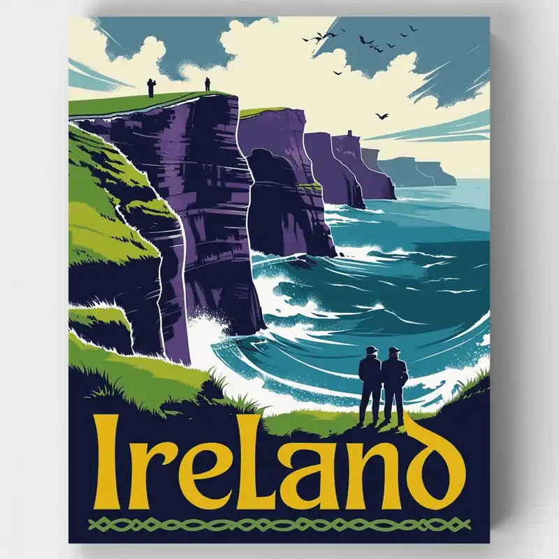 Acantilados de Moher Irlanda - Kit de pintar por números - Lienzo Enrollado / 24 Colores Marca Reconocida