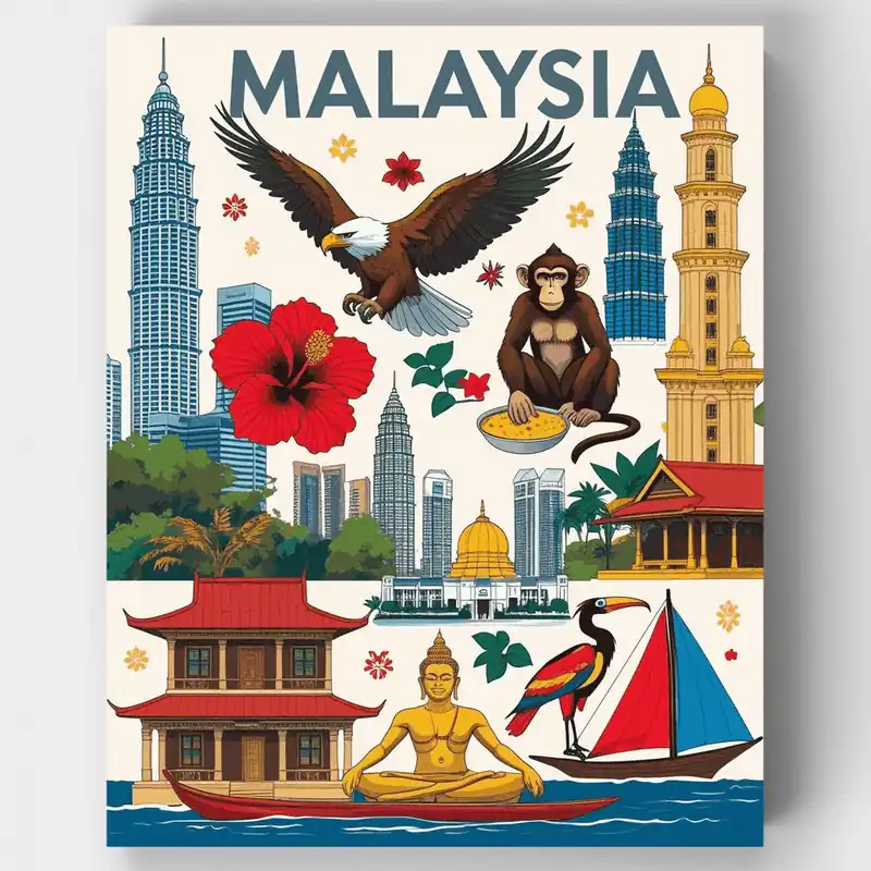 Malasia - Kit de pintar por números - Lienzo Enrollado / 24 Colores Hecho A Mano