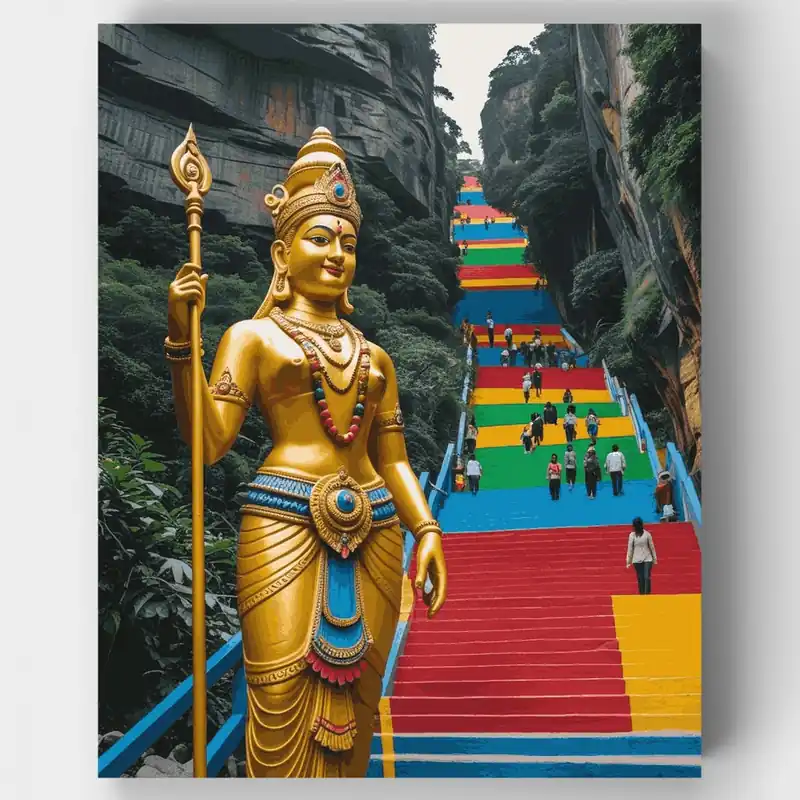 Oferta Flash Escalones Arcoíris de las Cuevas Batu - Kit de pintar por números - Lienzo Enrollado / 24 Colores