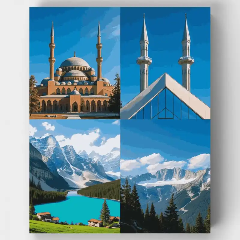 Colección de Monumentos Diversos - Kit de pintar por números - Lienzo Enrollado / 24 Colores Oferta De Temporada