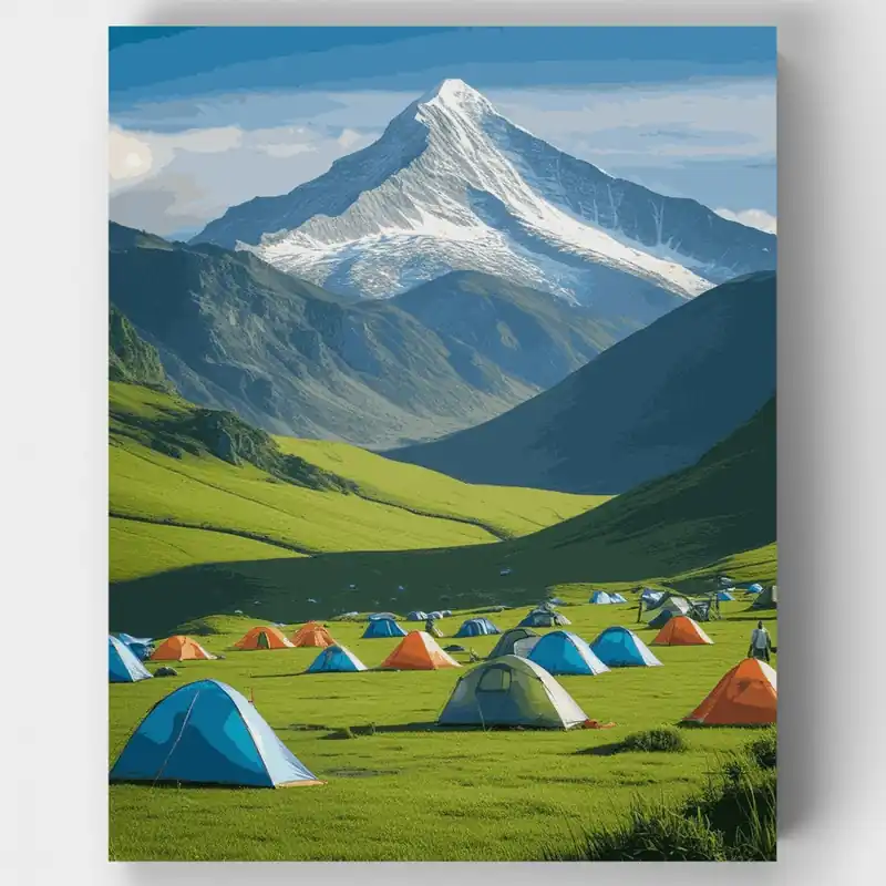 Aventura de Acampada en el Valle de la Montaña - Kit de pintar por números - Lienzo Enrollado / 24 Colores Precio De Fábrica