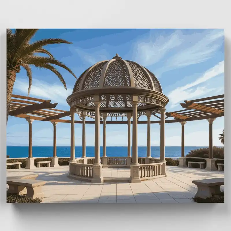 Popular Pabellón Costero Elegante - Kit de pintar por números - Lienzo Enrollado / 24 Colores