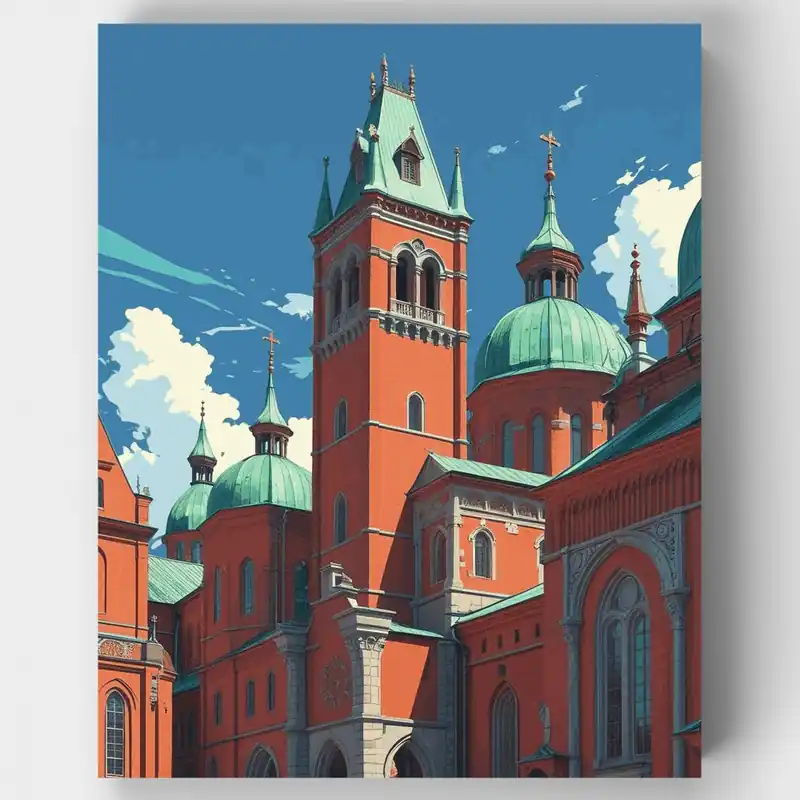 Complejo de Catedral Histórica - Kit de pintar por números - Lienzo Enrollado / 24 Colores Oferta Especial