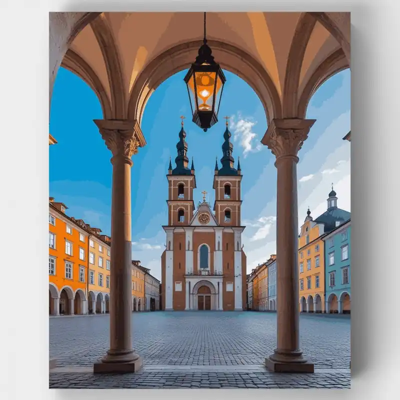 Plaza de la Catedral Europea - Kit de pintar por números - Lienzo Enrollado / 24 Colores Compra Ahora