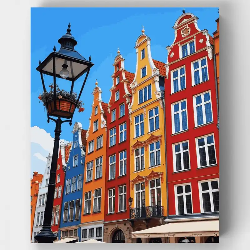 Envío Inmediato Casas Históricas Europeas - Kit de pintar por números - Lienzo Enrollado / 24 Colores