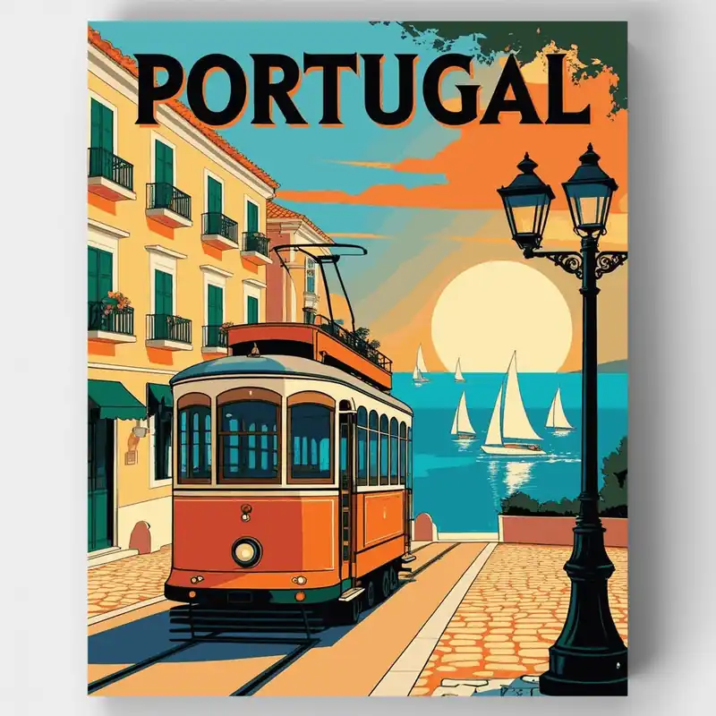 Póster de Portugal - Kit de pintar por números - Lienzo Enrollado / 24 Colores Mejor Precio