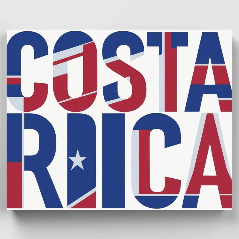 Kit de pintar por números - Tipografía de la Bandera de Costa Rica - Lienzo Enrollado / 24 Colores Compra Ahora