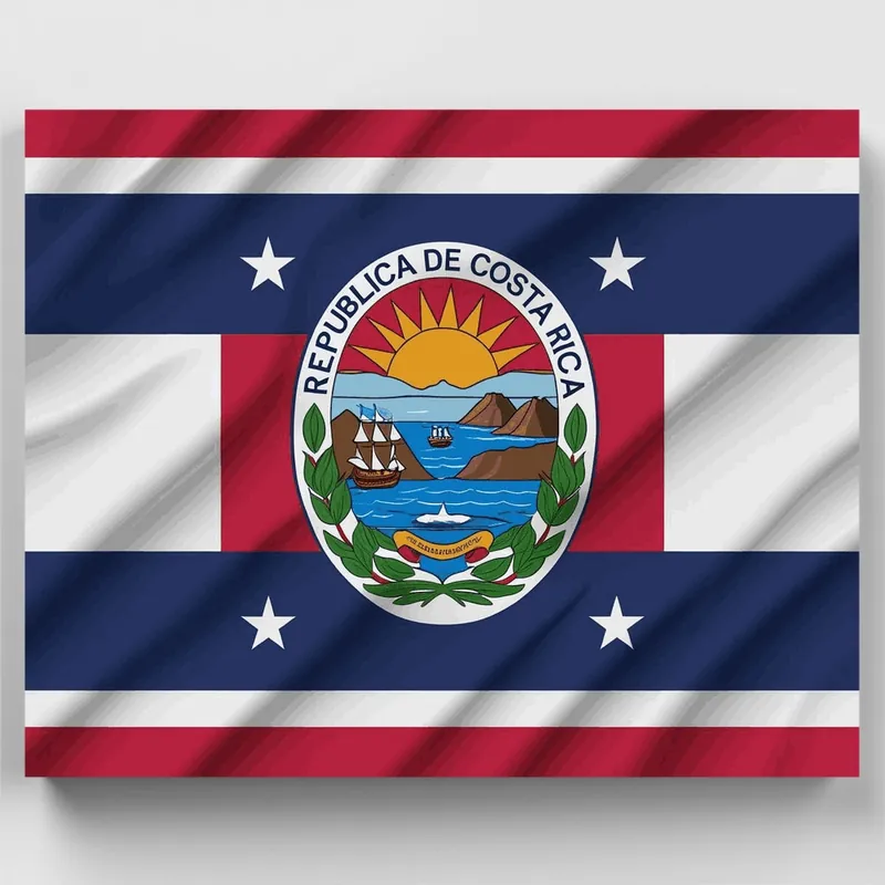 Bandera de Costa Rica - Kit de pintar por números - Lienzo Enrollado / 24 Colores Moderno