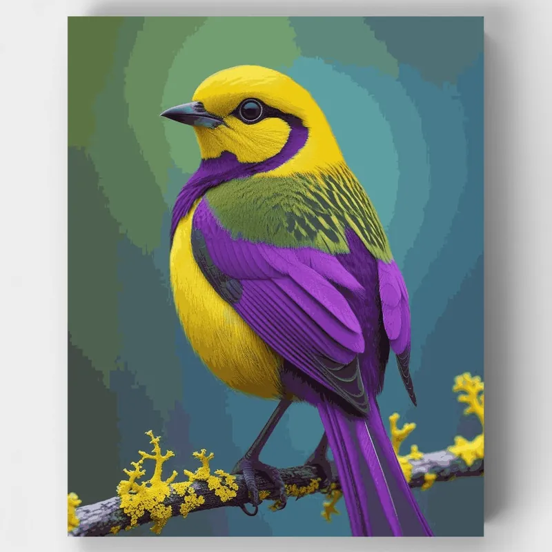 Certificado Ave Tropical Vibrante - Kit de pintar por números - Lienzo Enrollado / 24 Colores