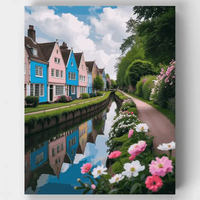 Comprar En Línea Pueblo del Canal Holandés - Kit de pintar por números - Lienzo Enrollado / 24 Colores