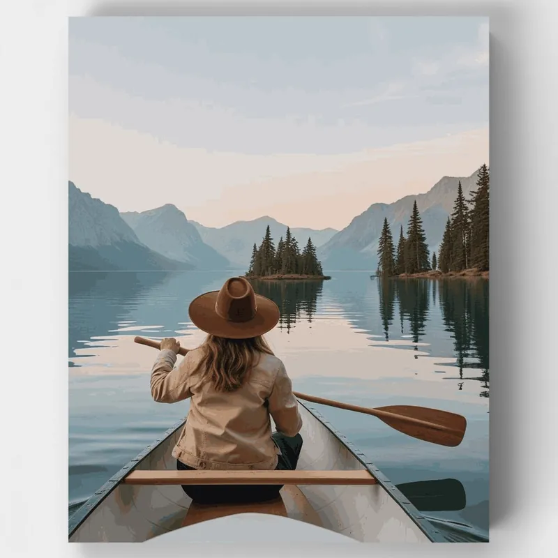 Aventura Serena en Canoa por el Lago - Kit de pintar por números - Lienzo Enrollado / 24 Colores Rebajas