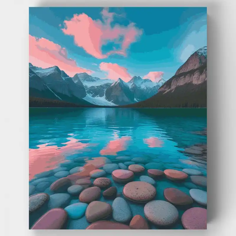 Reflejo del Lago Alpino - Kit de pintar por números - Lienzo Enrollado / 24 Colores Gran Oferta