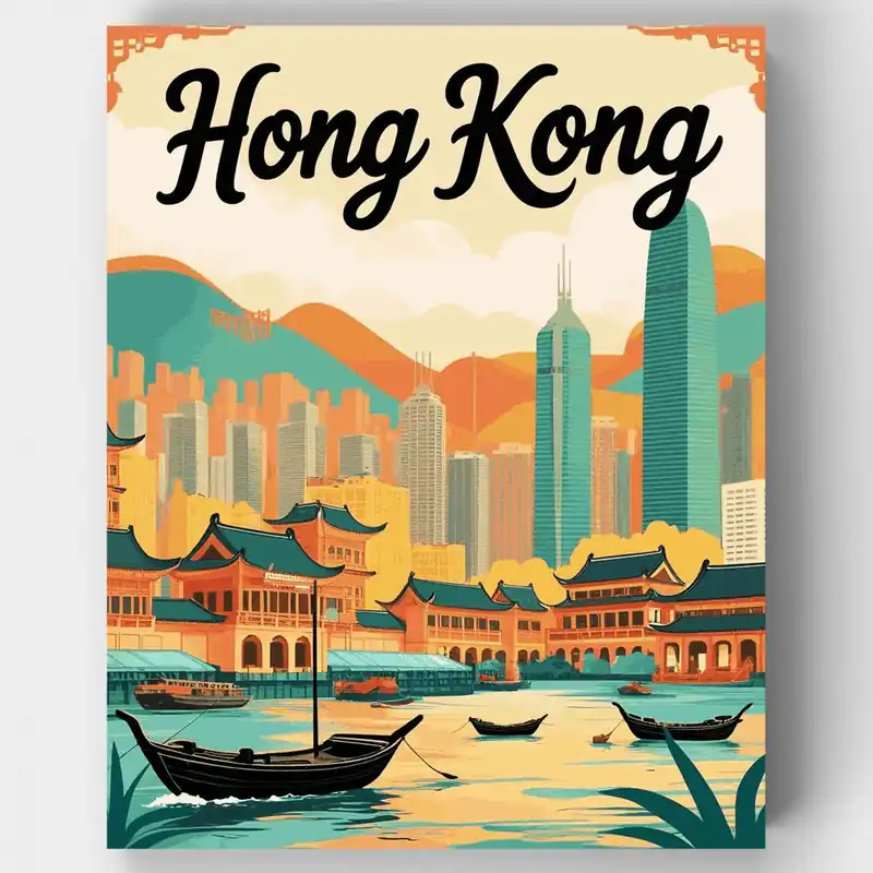 Disponible Ahora Hong Kong - Kit de pintar por números - Lienzo Enrollado / 24 Colores