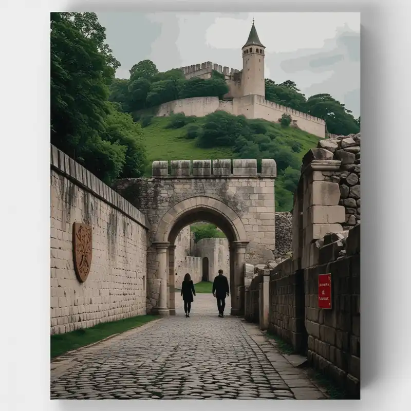 Castillo Medieval Fortaleza - Kit de pintar por números - Lienzo Enrollado / 24 Colores Mayoreo