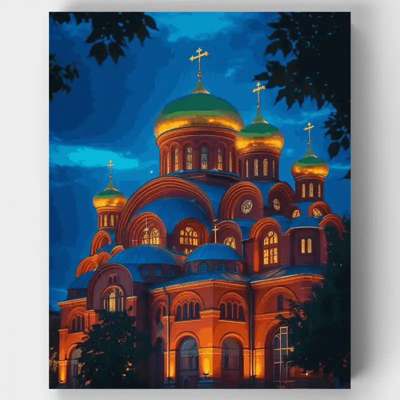Envío Exprés Catedral Bizantina con Cúpulas Doradas - Kit de pintar por números - Lienzo Enrollado / 24 Colores