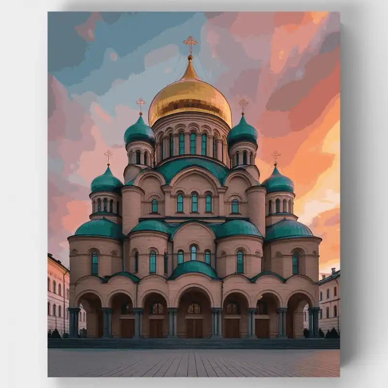 Alta Calidad Catedral Ortodoxa Rusa - Kit de pintar por números - Lienzo Enrollado / 24 Colores