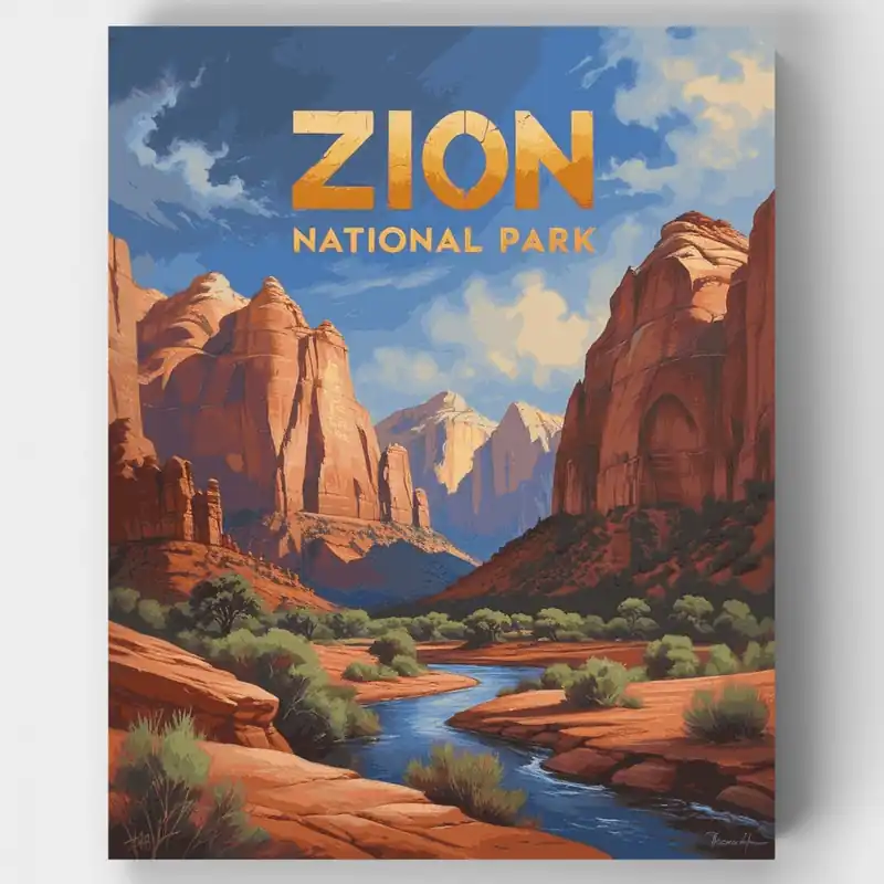 Zion Canyon Vista - Kit de pintar por números - Lienzo Enrollado / 24 Colores Últimas Unidades
