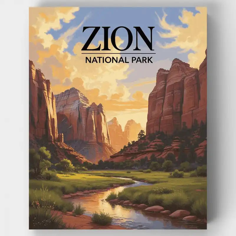 Kit de pintar por números Zion Canyon Wilderness - Lienzo Enrollado / 24 Colores Precio Bajo