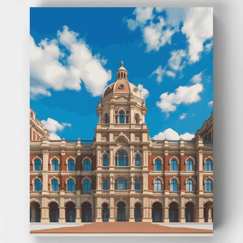 Edificio Gubernamental Histórico con Cúpula - Kit de pintar por números - Lienzo Enrollado / 24 Colores Lujoso
