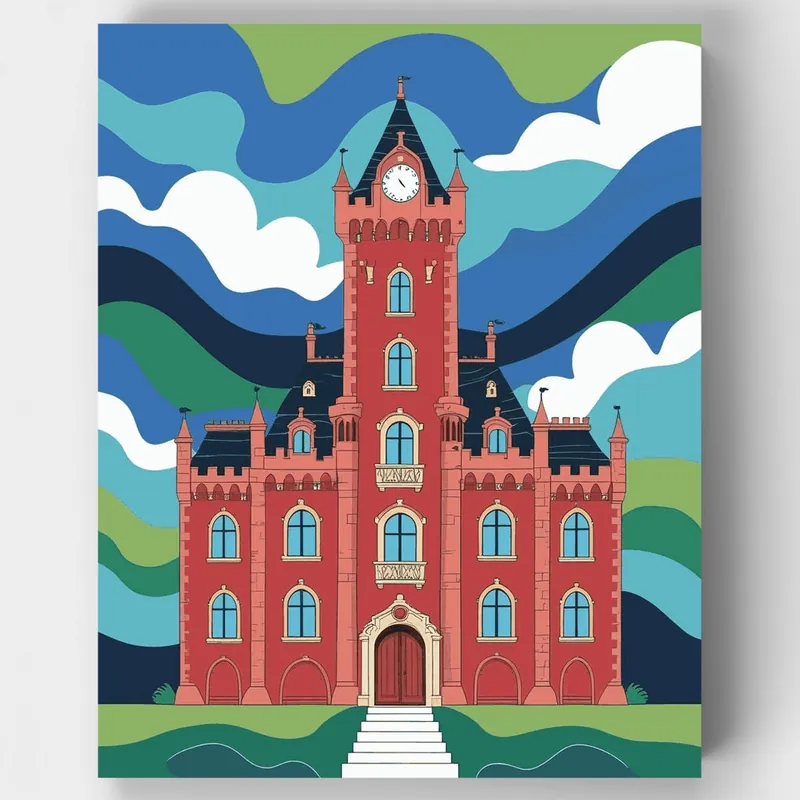 Directo De Fábrica Torre del Reloj Gótica del Castillo - Kit de pintar por números - Lienzo Enrollado / 24 Colores