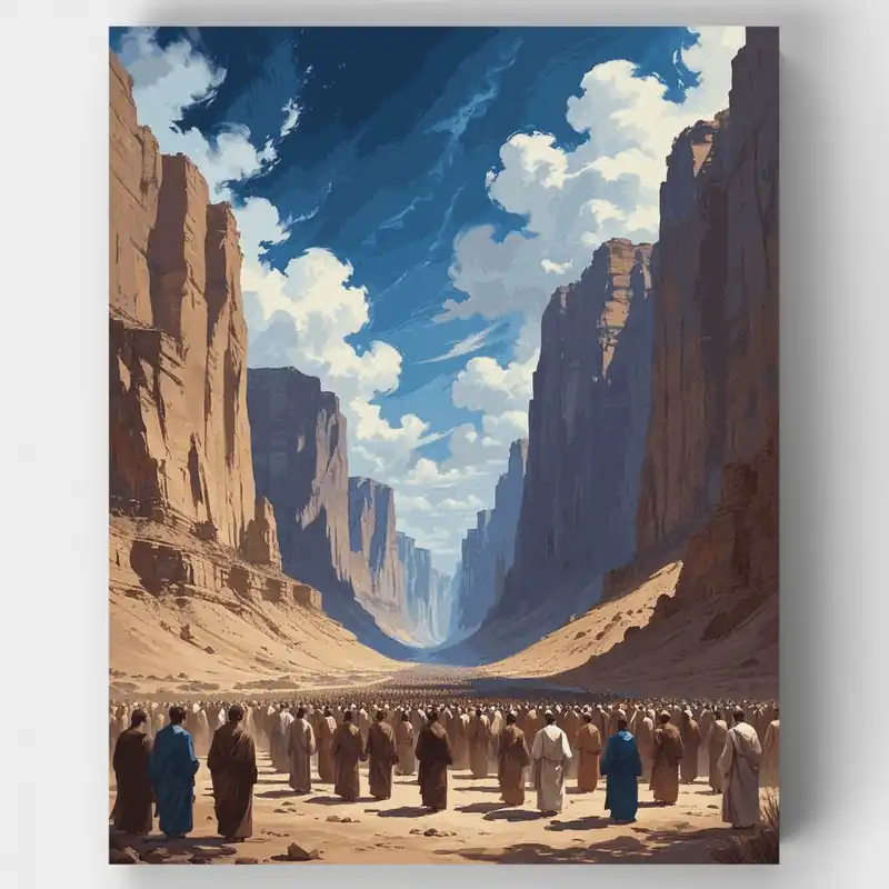 Entrega Rápida Reunión en el Cañón del Desierto - Kit de pintar por números - Lienzo Enrollado / 24 Colores