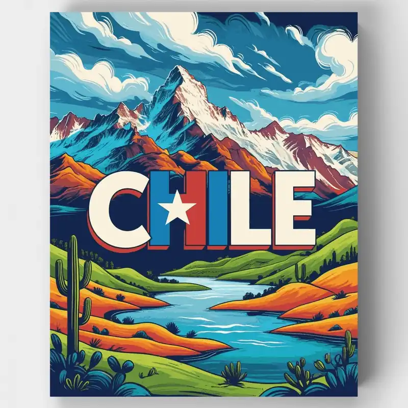 Chile - Kit de pintar por números - Lienzo Enrollado / 24 Colores Premium