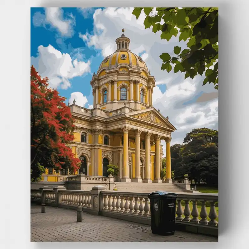 Catedral Barroca con Cúpula Dorada - Kit de pintar por números - Lienzo Enrollado / 24 Colores A Buen Precio