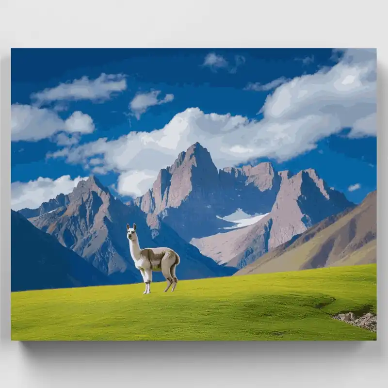 Garantía Incluida Llama en Paisaje de Montaña - Kit de pintar por números - Lienzo Enrollado / 24 Colores