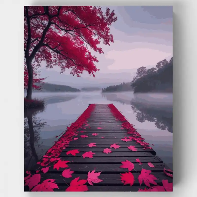 Serenidad del Lago Otoñal - Kit de pintar por números - Lienzo Enrollado / 24 Colores Pedido Al Por Mayor