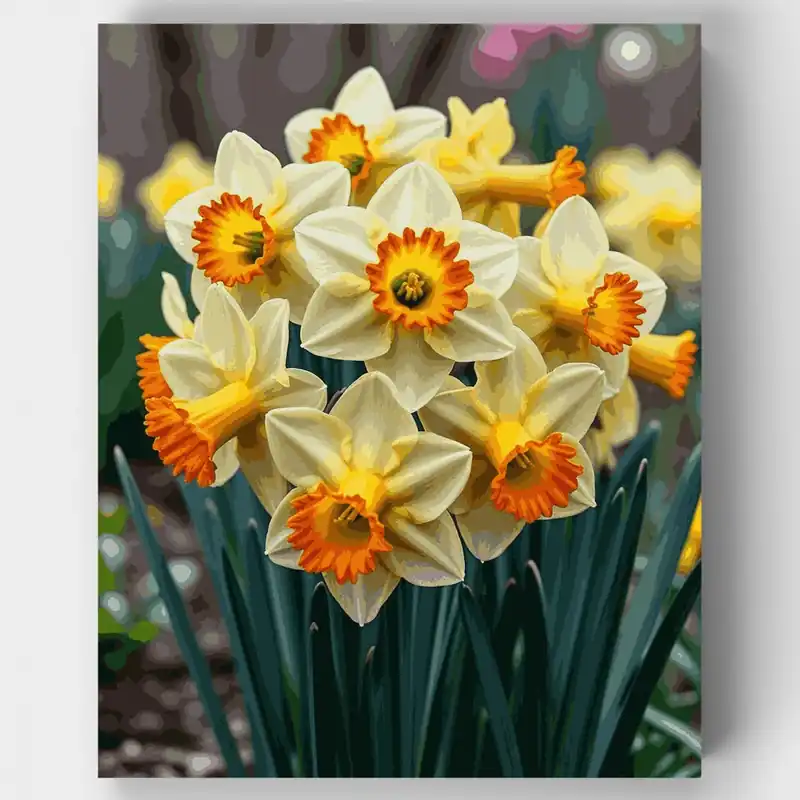Alegre Racimo de Narcisos - Kit de pintar por números - Lienzo Enrollado / 24 Colores Popular